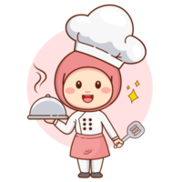 Cute Woman Chef Wearing Hijab png