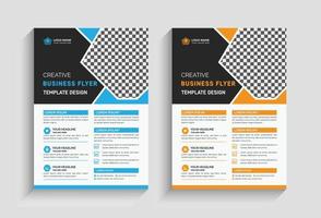 Unique simple corporate business flyer template design with blue and yellow color. vector