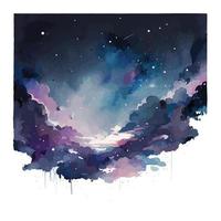 watercolor the night sky blue and purple.Hand drawn illustration, Free Vector