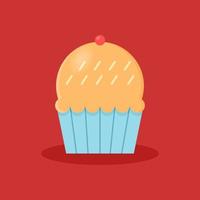 cute cupcake with red background vector