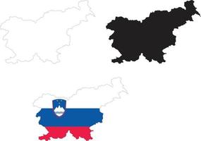 Map Slovenia on white background. Slovenia Map Outline. Slovenia vector map with the flag inside.