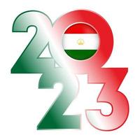 Happy New Year 2023 banner with Tajikistan flag inside. Vector illustration.