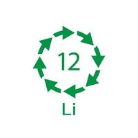 Battery recycling symbol 12 Li. Vector illustration
