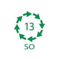 Battery recycling symbol 13 SO. Vector illustration