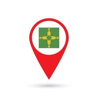 Map pointer with Federal District of Brazil. Vector illustration.