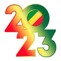 Happy New Year 2023 banner with Republic of the Congo flag inside. Vector illustration.