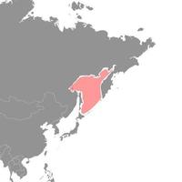 mar de okhotsk en el mundo mapa. vector ilustración.