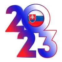 Happy New Year 2023 banner with Slovakia flag inside. Vector illustration.