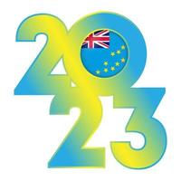 Happy New Year 2023 banner with Tuvalu flag inside. Vector illustration.