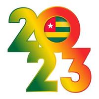 Happy New Year 2023 banner with Togo flag inside. Vector illustration.