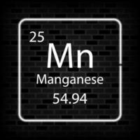 Manganese neon symbol. Chemical element of the periodic table. Vector illustration.