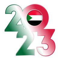 Happy New Year 2023 banner with Sudan flag inside. Vector illustration.