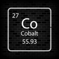 Cobalt neon symbol. Chemical element of the periodic table. Vector illustration.