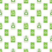 Green Bio fuel barrel, battery and canister icons. Green environment pattern. vector