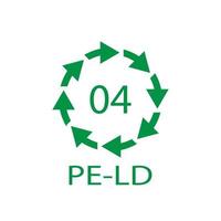 símbolo de código de reciclaje pe-ld 04. Signo de polietileno de baja densidad de vector de reciclaje de plástico.