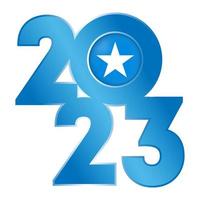 Happy New Year 2023 banner with Somalia flag inside. Vector illustration.