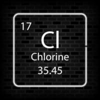Chlorine neon symbol. Chemical element of the periodic table. Vector illustration.