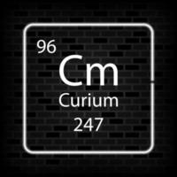 Curium neon symbol. Chemical element of the periodic table. Vector illustration.