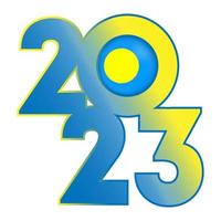 Happy New Year 2023 banner with Palau flag inside. Vector illustration.