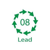 Battery recycling symbol 8 Lead , battery recycling code 8 Lead vector