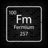 Fermium neon symbol. Chemical element of the periodic table. Vector illustration.