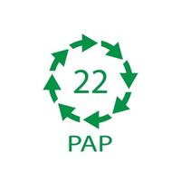 Paper recycling symbol PAP 22. Vector illustration.