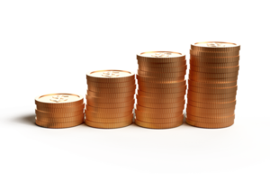 3d render dólar moeda, ouro estilo, transparente png