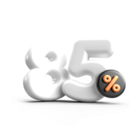 3D render 85 Percentage sale discount white color transparent for shop png