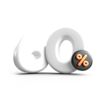 3d rendere 60 percentuale vendita sconto bianca colore trasparente per negozio png