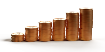 3d render dólar moeda, ouro estilo, transparente png