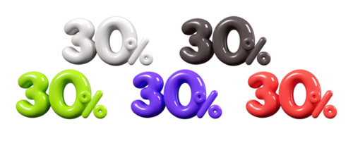 Discount bundle tag sale Trendy 3D number 30 percent element for promoting sales, clearing inventory, and boosting revenue png