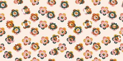 Retro flowers seamless patterns for fabric, textiles, clothing, wrapping paper, cover, banner, interior decor, backgrounds. vector