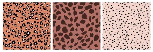 conjunto de resumen leopardo piel sin costura patrones. animal impresión. geométrico folklore ornamento para social medios de comunicación bandera, cubrir, fondo de pantalla. vector ilustración.