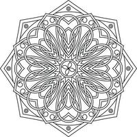 Hand drawn mandala pattern, black and white vector illustration