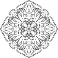 Hand drawn mandala vector line art, coloring page book for adults