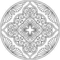 Rounded mandala coloring page for adults vector