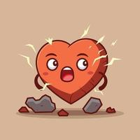 mascot illustration of a heart shocked because there was an earthquake vector