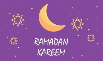 Ramadan Flat Background with Moon and Star vector