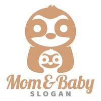 Modern mascot flat design simple minimalist cute sloth mom dad parents logo icon design template vector with modern illustration concept style for brand, emblem, label, badge, zoo
