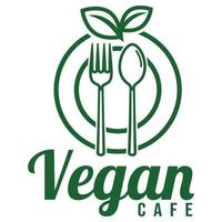 Modern vector flat design simple minimalist cute logo template of Vegan vegetarian cafe Restaurant logo vector for brand, cafe, restaurant, bar, emblem, label, badge. Isolated on white background.
