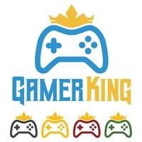 Modern vector flat design simple minimalist logo template of royal king gamer console vector for brand, emblem, label, badge. Isolated on white background.