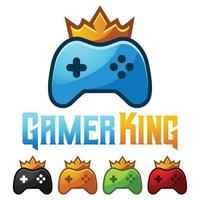 Modern vector flat design simple minimalist logo template of royal king gamer console vector for brand, emblem, label, badge. Isolated on white background.