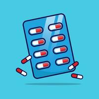 Capsule pill strip vector icon illustration. Healthcare medicine icon concept isolated. Flat design