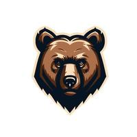 Bear head mascot logo template vector illustration. Suitable for team logo, badge, patch, sticker, label, sign, web.