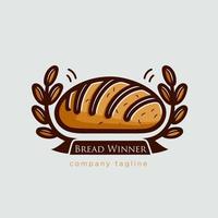 Bakery logo design template with bread and wheat ears. Vector illustration.