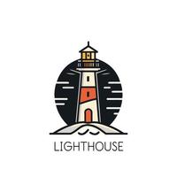 Lighthouse logo template. Lighthouse icon in flat style. Vector illustration.