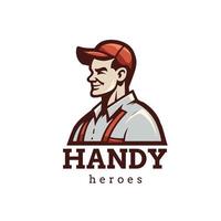Handyman Worker fix repair home. Handyman vector logo template. Man in baseball cap and visor.