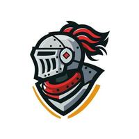 Knight Helmet Logo Design. Vector Illustration Isolated On White Background.