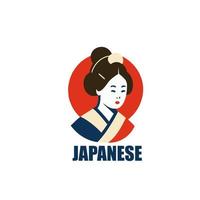 japanese woman vector logo design template. japanese woman icon