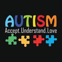 diseño de camiseta de autismo vector